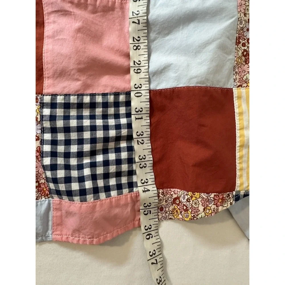 New Lands End Womens Petites MP 10-12 Patchwork‎ Shirt Dress Boho Western